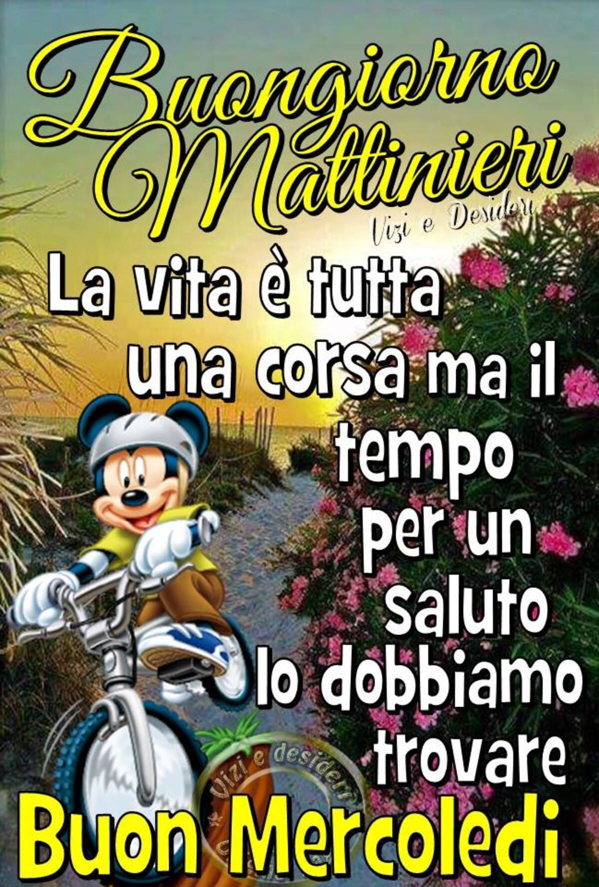 Buongiorno Mattinieri la vita è tutta una corsa ma il tempo per un saluto dobbiamo trovare Buon Mercoledì