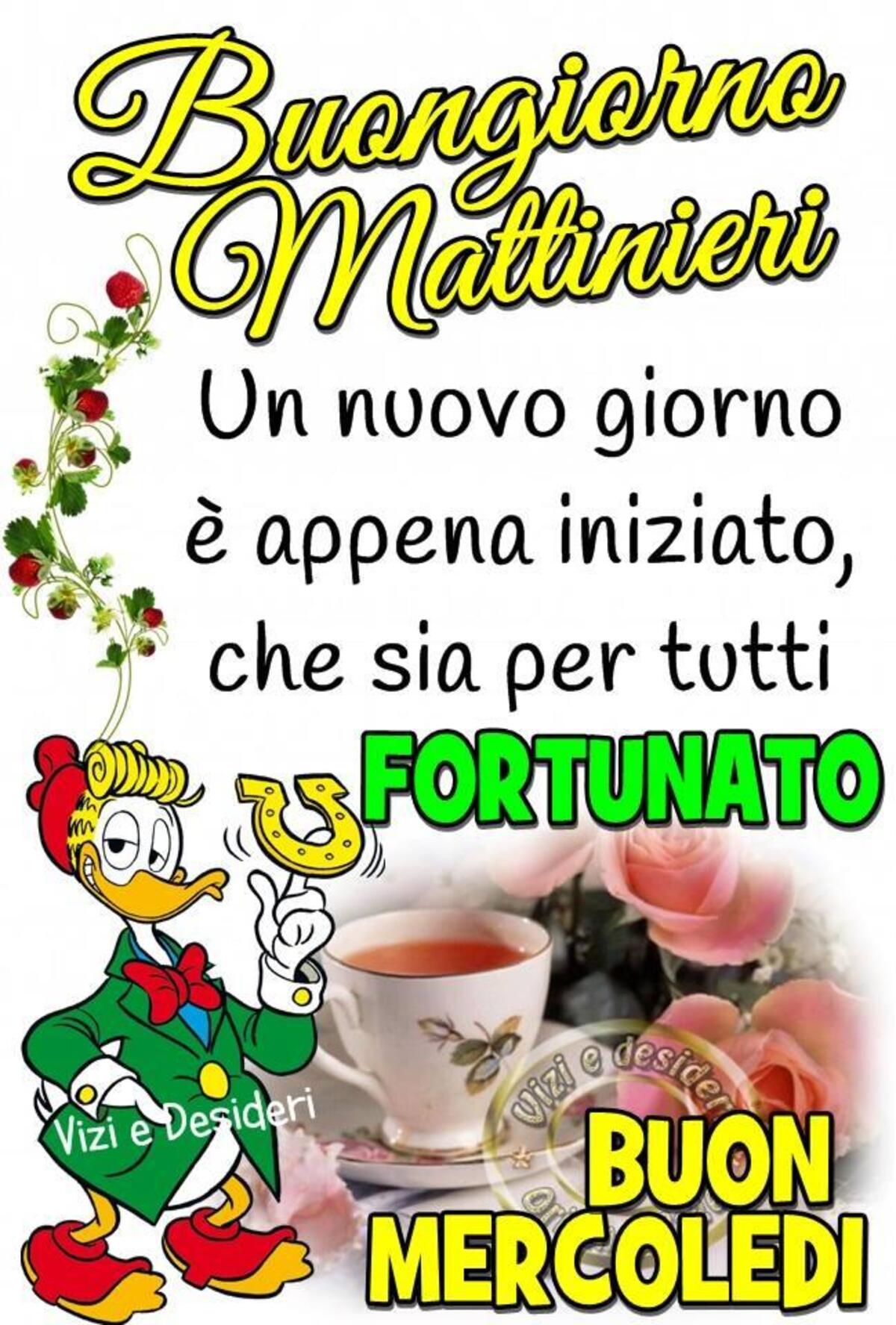 Buongiorno Mattinieri un nuovo giorno è appena iniziato, che sia per tutti fortunato! Buon mercoledì