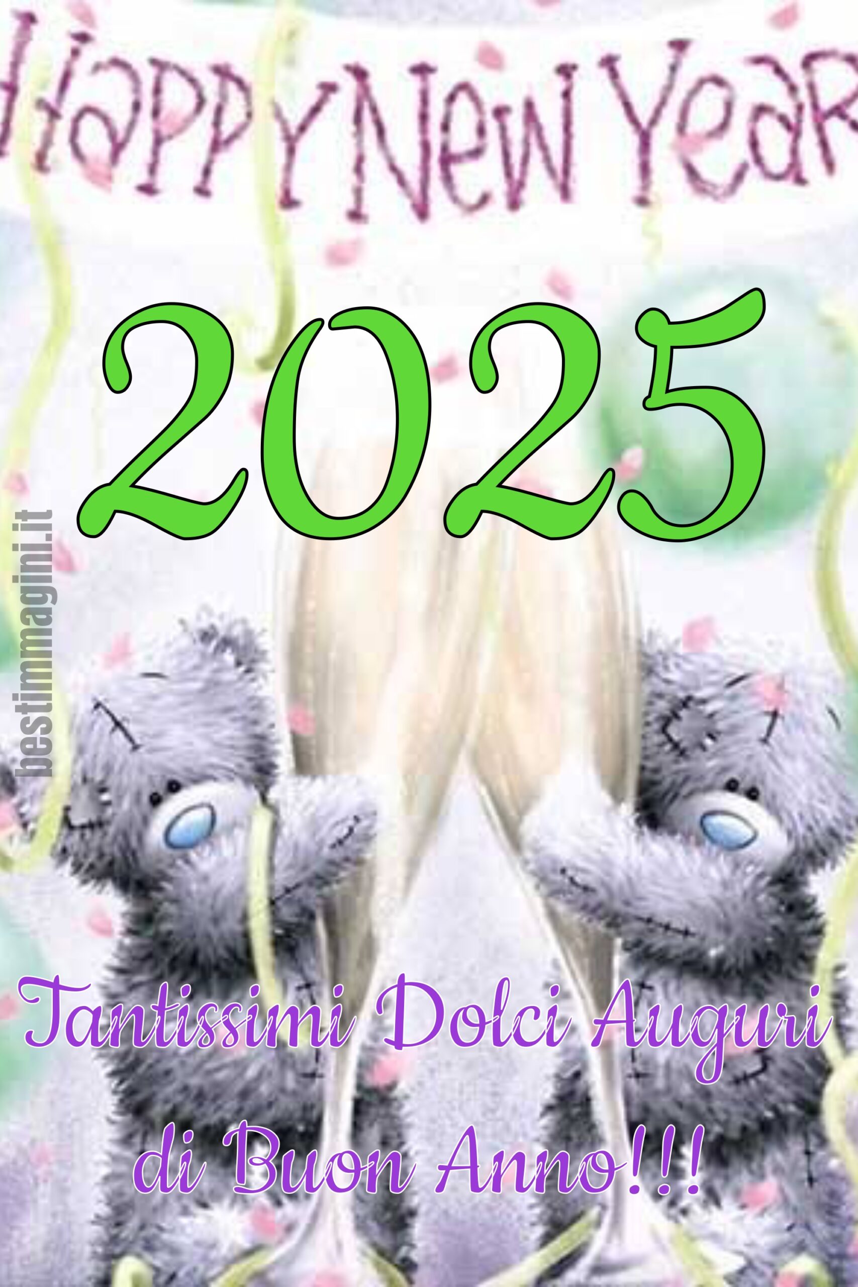 Buon 2025 con orsacchiotti di peluche